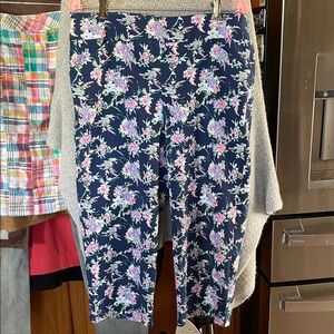 Coral Bay Blue Multicolored Floral Capri Pants Size 14